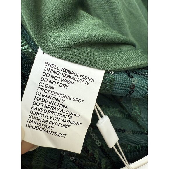 MAC DUGGAL Size 22 Green 20399 EMBELLISHED LONG SLEEVE WRAP OVER Cocktail DRESS - Picture 11 of 12